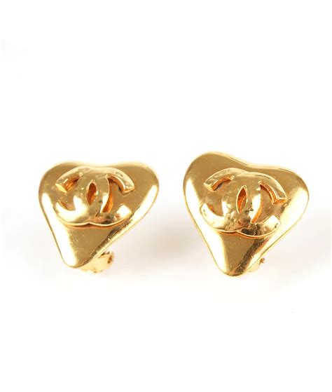 chanel heart shaped diamond earrings|vintage chanel heart earrings.